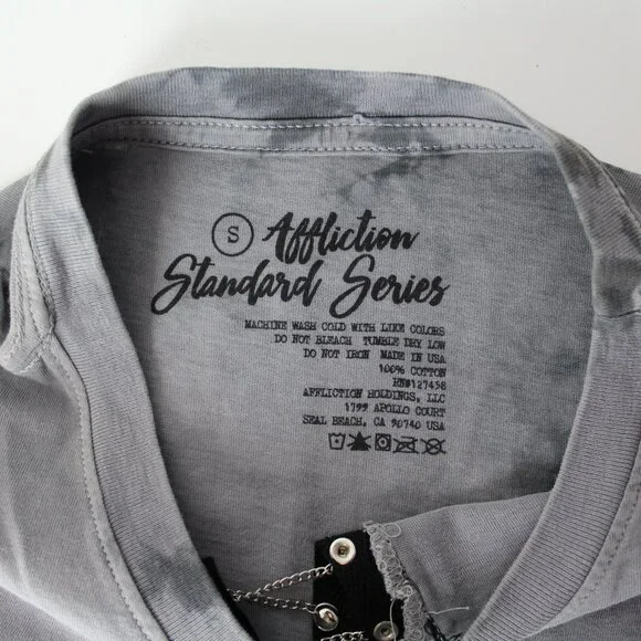 Affliction Standard Series studded chains men's S t-shirt tie-dye gray unisex - Picture 5 of 8